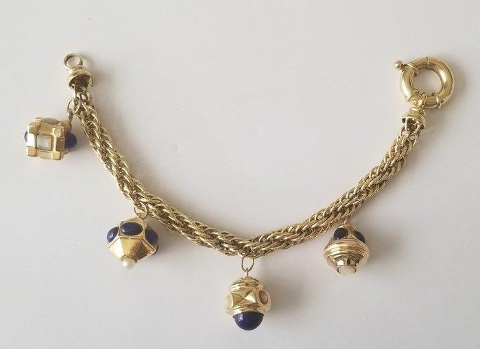 Armband - 18 karaat Geel goud Lapis lazuli, Sieraden, Tassen en Uiterlijk, Armbanden