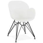 Design stoel satelit - witte kuipstoel zwart metalen voet, Nieuw, Vijf, Zes of meer stoelen, Kunststof, Wit