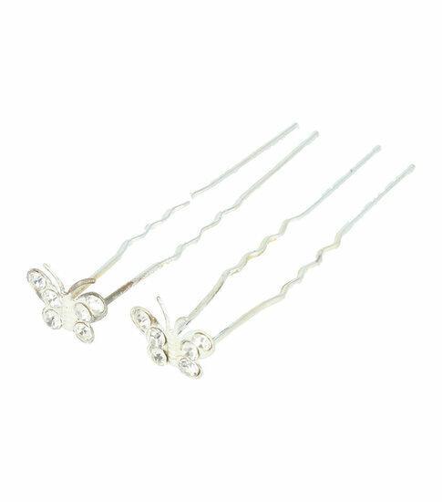 Haarpinnen Vlinder Strass Steentjes Zilver, Sieraden, Tassen en Uiterlijk, Uiterlijk | Haarverzorging