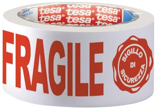 Tesa Tesa - verpakkingsplakband - FRAGILE - 50 mm x 66 m, Zakelijke goederen, Partijgoederen en Retail | Verpakking en Verzending