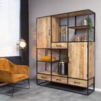 Boekenkast Denver | Mangohout en staal | XXL, Huis en Inrichting, Kasten | Buffetkasten, Ophalen of Verzenden, Nieuw