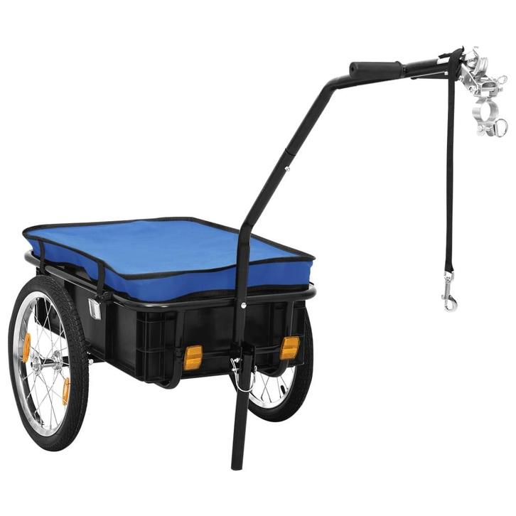 vidaXL Fietstrailer/trekwagen 155x60x83 cm staal blauw, Fietsen en Brommers, Fietsaccessoires | Aanhangers en Karren, Nieuw, Verzenden