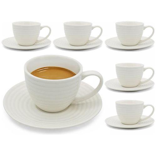 Bella Fiore Set van 6 Koffiekopjes met Schoteltjes Porselein, Huis en Inrichting, Keuken | Servies, Ophalen of Verzenden