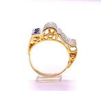 Zonder Minimumprijs - Ring - 9 kt. Geel goud, Zilver Saffier, Sieraden, Tassen en Uiterlijk, Ringen, Nieuw