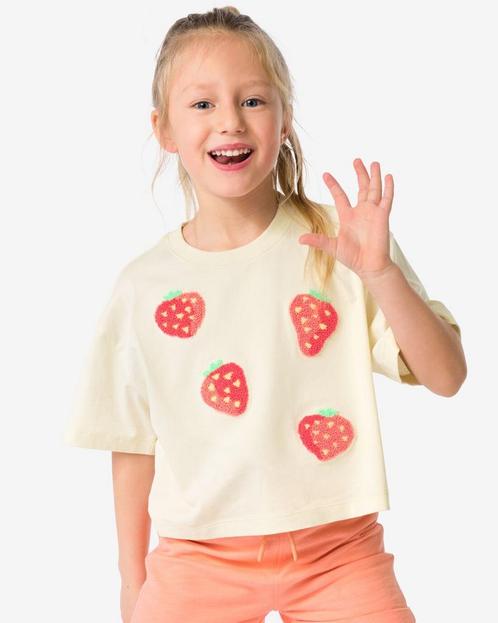 HEMA Kinder T-shirt aardbei gebroken wit, Kinderen en Baby's, Kinderkleding | Overige, Nieuw, Verzenden