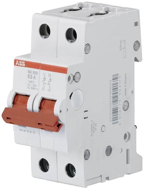 ABB Hoofdschakelaar rood | 2P 40A | SD 202/40, Doe-het-zelf en Verbouw, Elektra en Kabels, Nieuw, Ophalen of Verzenden