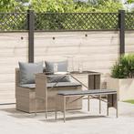 vidaXL 3-delige Tuinset met kussens poly rattan beige, Tuin en Terras, 4 zitplaatsen, Nieuw, Tuinset, Verzenden