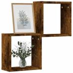 vidaXL Wandrekken kubus 2 st 30x15x30 cm gerookt eiken, Huis en Inrichting, Woonaccessoires | Wandplanken en Boekenplanken, Verzenden
