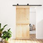 vidaXL Schuifdeur met beslag 85x210 cm massief grenenhout, Doe-het-zelf en Verbouw, Verzenden, Nieuw