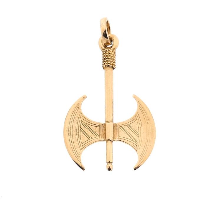 Gouden hanger van een labrys (tijdloos sieraad), Sieraden, Tassen en Uiterlijk, Bedels, Gebruikt, Overige merken, Goud, Ophalen of Verzenden