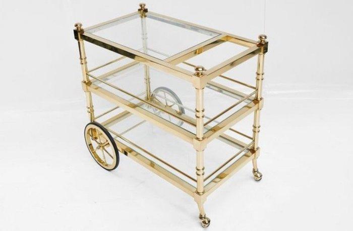 Serveerwagen - Metaal, Glas - Serveertrolley, Antiek en Kunst, Kunst | Designobjecten