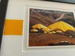 Christo - Handgetekende kunstkaart met stukje stof - The