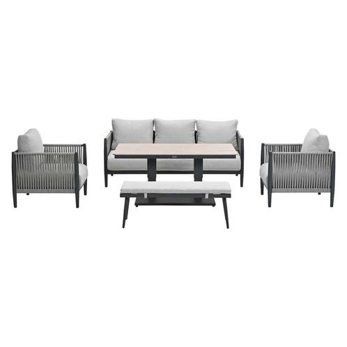 Garden Impressions Tavira - Brugge loungeset 5-delig - grey, Tuin en Terras, Tuinsets en Loungesets, Verzenden