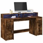 vidaXL Bureau met LED-verlichting 160x55x91 cm hout gerookt, Huis en Inrichting, Bureaus, Verzenden, Nieuw