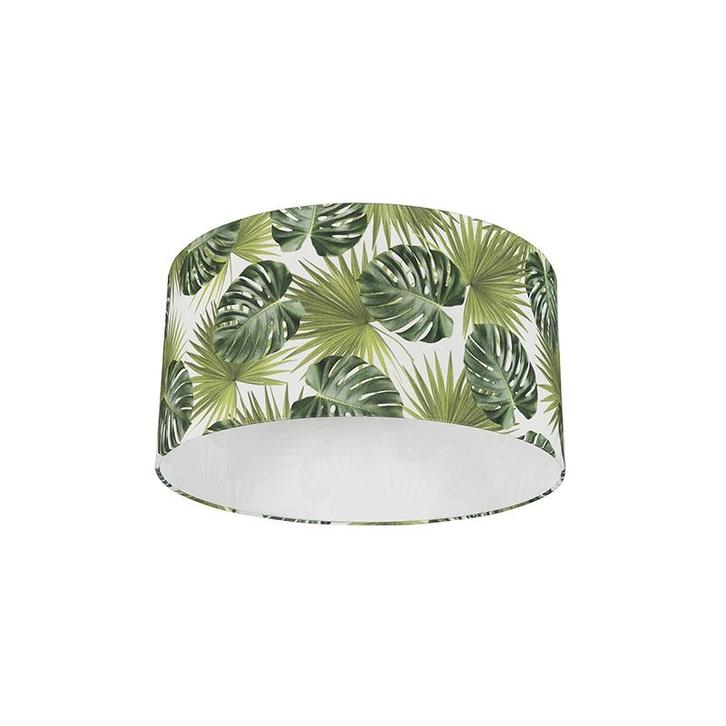 Katoenen lampenkap blad dessin rond 50/50/25 - Leaf, Huis en Inrichting, Lampen | Lampenkappen, Minder dan 25 cm, Rond, Groen