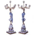 Kaarsenhouder (2) - Brons, Porselein - 85 cm!