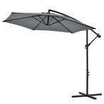 Zweefparasol staal Ø 270x245 cm incl. kruisvoet grijs, Nieuw, Verzenden