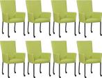 Set van 8 Felgroene leren moderne eetkamerstoelen - met arml, Nieuw, Vijf, Zes of meer stoelen, Modern, Leer