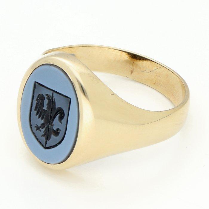 Ring - 14 karaat Geel goud - Lagensteen, Sieraden, Tassen en Uiterlijk, Ringen