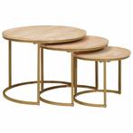 vidaXL Nest Koffietafels 3 pcs Wit Massief mangohout en, Huis en Inrichting, Tafels | Salontafels, Verzenden, Rond, Nieuw, 50 tot 100 cm