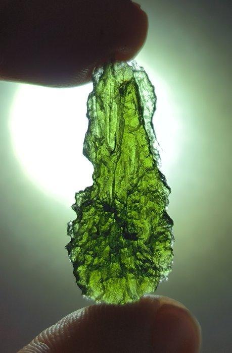 Moldaviet Moldavieten uit Slave, Zuid-Bohemen - Hoogte: 36, Verzamelen, Mineralen en Fossielen