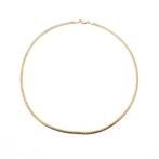 Gouden gourmetschakel collier | 43 cm (korte ketting), Sieraden, Tassen en Uiterlijk, Ophalen of Verzenden, Gebruikt, Overige kleuren