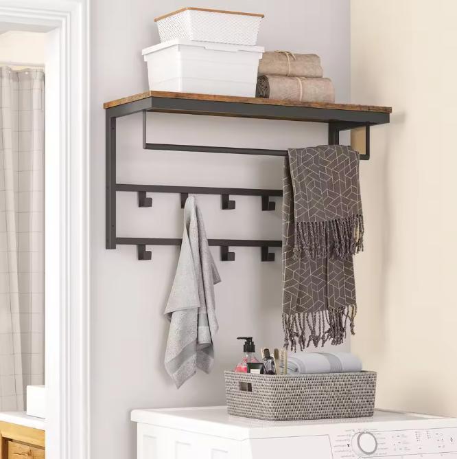 Wandkapstok met Plank –10 Haken en Wandrek voor Hal of Kamer, Huis en Inrichting, Woonaccessoires | Kapstokken, Nieuw, Verzenden