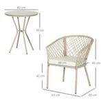TRUUSK Rotan Tuinmeubelset - 2 Stoelen en Tafel - Gehard Gla, Verzenden, Nieuw