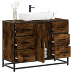 vidaXL Wastafelkast 80x33x60 cm bewerkt hout gerookt, Verzenden, Nieuw, Minder dan 100 cm