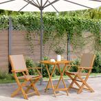 vidaXL 3-delige Bistroset stof en massief hout taupe, Verzenden, Nieuw, Hardhout