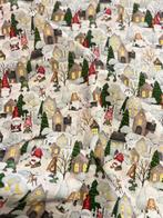 Kerstdecoratief stof - gnomes in het kerstdorp - Textiel -, Diversen, Kerst, Nieuw