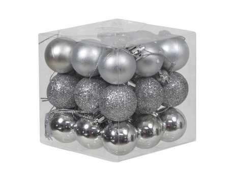 Kerstballen 3cm. 27 stuks Zilver combi kunststof onbreekbaar, Hobby en Vrije tijd, Knutselen, Nieuw, Ophalen of Verzenden