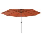 vidaXL Parasol met LED-verlichting 400 cm terracottakleurig, Tuin en Terras, Verzenden, Nieuw, Meer dan 4 meter