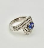 Ring - 18 karaat Witgoud - 1.30ct. tw. Tanzaniet - Diamant, Sieraden, Tassen en Uiterlijk, Ringen, Nieuw