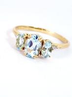 Ring - 18 karaat Geel goud Aquamarijn - Diamant, Nieuw