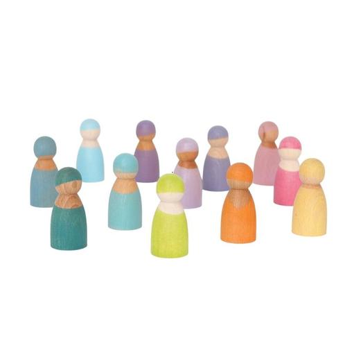 Grimms - Houten Pastel Vriendjes 12 stuks, Kinderen en Baby's, Speelgoed | Overig