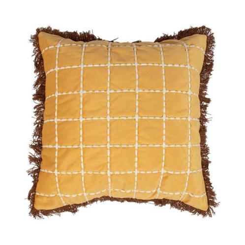 Kussen Sulawesi mosterd geel 45x45cm, Huis en Inrichting, Woonaccessoires | Overige, Verzenden