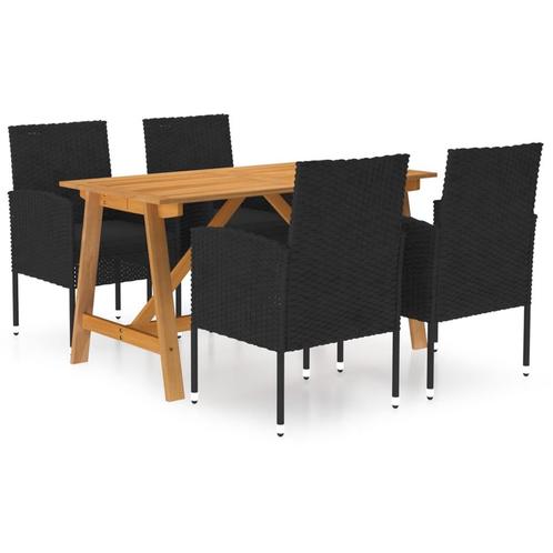 vidaXL 5-delige Tuinset zwart, Tuin en Terras, Tuinsets en Loungesets, Tuinset, Nieuw, 4 zitplaatsen, Rotan, Verzenden