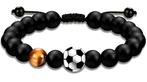 Armband voetbal met gelukskralen, Sieraden, Tassen en Uiterlijk, Armbanden, Overige materialen, Verzenden, Zwart, Nieuw