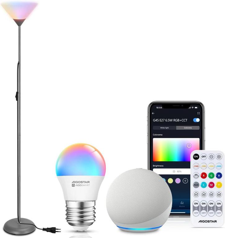 Aigostar Led-vloerlamp voor de woonkamer, incl. Bluetooth me, Huis en Inrichting, Overige Huis en Inrichting, Nieuw, Verzenden