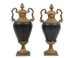 Franse vergulde bronzen en hardstenen siervazen, Huis en Inrichting, Woonaccessoires | Wanddecoraties, Ophalen, Gebruikt