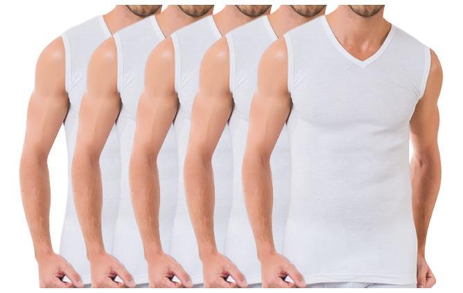 5 stuks Bonanza A-shirt - V-hals - mouwloos - wit, Kleding | Heren, Ondergoed, Verzenden