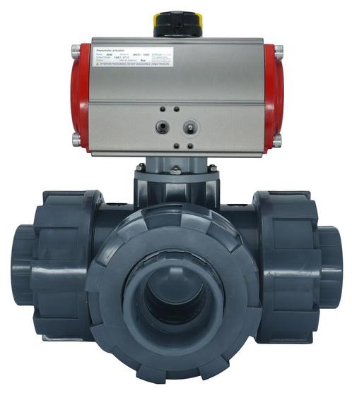 3-Weg Pneumatische Kogelkraan 50 mm L-Boring PVC, Doe-het-zelf en Verbouw, Gereedschap | Machine-onderdelen en Toebehoren, Nieuw