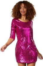 2dekans | Dressforfun Paillettenjurk met lange mouwen pink S, Ophalen of Verzenden, Zo goed als nieuw