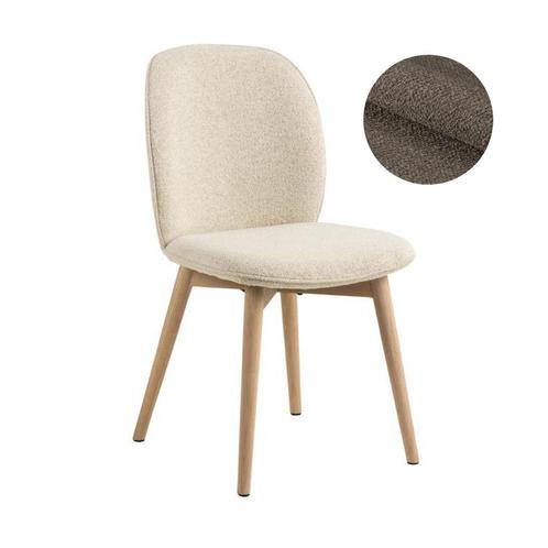 *WOONWINKEL* Eetkamerstoel Met Houten Poten Taupe Boucle, Huis en Inrichting, Stoelen, Bruin, Nieuw, Verzenden