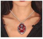 Zilveren Halloween Ketting Doodshoofd, Verzenden, Nieuw