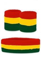 Zweetband set Carnaval rood/geel/groen, Kleding | Dames, Ophalen of Verzenden, Nieuw