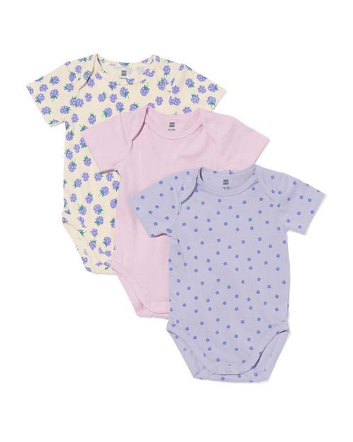 HEMA Rompers katoen met stretch fruit - 3 stuks paars, Kinderen en Baby's, Babykleding | Overige, Nieuw, Verzenden