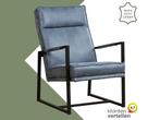 Leren fauteuil Square - Kenia Denim (blauw), Nieuw, Ophalen of Verzenden, 50 tot 75 cm, Industrieel, Modern