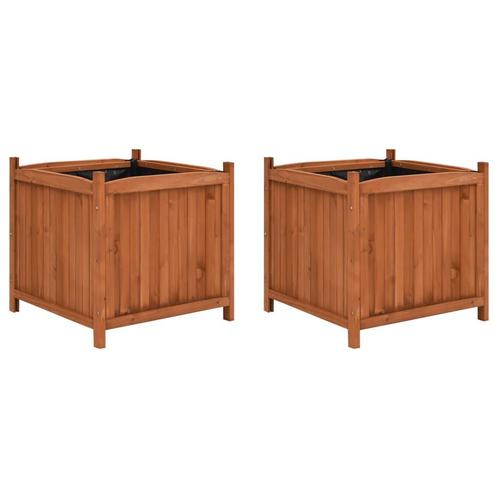vidaXL Plantenbakken verhoogd 2 st 50x50x50 cm vurenhout, Tuin en Terras, Bloembakken en Plantenbakken, Minder dan 60 cm, Nieuw